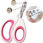 Vesslam New Upgraded Design Cat&Dog Nail Clipper with Two Circular Cutting Holes of Different Size(2mm&4mm)-Avoid Over Cutting Pet Nail Clippers - Professional Paw Trimmer Set for Pet (Pink&White)