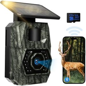 MAXDONE Solar Trail Camera WiFi Bluetooth, 48MP 30fps Game Camera Built-in 5200mAh Rechargeable Battery with Motion Activated 0.1s Trigger Speed Trail Cam IP66 with 32GB TF Card