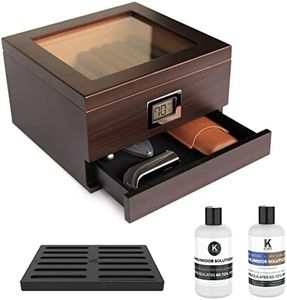 CASE ELEGANCE Glass Top Humidor with thick cedar, easy humidification system, accurate digital hygrometer - Renzo, Brown