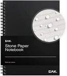 GAK. Stone Paper Waterproof Sheet Spiral Notebook (M Size) – 5.8”x8.3”, 50 sheets, Stone Paper Notebook Journal Note Taking Waterproof Notepad College Ruled Paper Black Notebook Aesthetic School