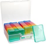 Bright Creations 16 Transparent 4x6 Photo Storage Boxes and Organizer with Handle for Pictures, Art Supplies (Rainbow Colors)