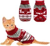 Vehomy Dog Christmas Sweaters Pet Winter Knitwear Xmas Clothes Classic Warm Coats Reindeer Snowflake Argyle Sweater for Kitty Puppy Cat-XS