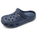 AMOJI Adults Garden Clogs Women's Gardening Clog Men's Garden Shoes Sandals Slippers Bathroom Beach Home Outdoor Shower Lightweight Summer Shoes Femme Homme Sabot A1521 Size Navy 9 Women/7 Men