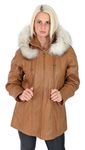 A1 FASHION GOODS Womens Duffle Leather Coat TAN Zip Up Detachable Hood Classic Comfort Fit Parka Isabella (20)