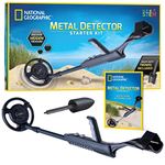 NATIONAL GEOGRAPHIC Junior Metal Detector Kit - Adjustable Metal Detector for Kids with Waterproof Dual Coil, Lightweight Design, and Trowel for Digging