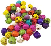 Yueton® Pack of 50 DIY Mixed Color Turquoise Skull Head Loose Spacer Bead Charm for Crafting, Jewelry Making Accessory