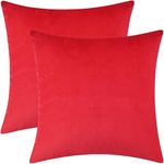 slatters be royal store Set of 2 Holland Velvet Square Decorative Throw Pillow Covers with Pillow for Couch and Bed, Red (20 X 20 Inch, RED)