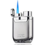 HONEST Windproof Single Jet Flame Lighter, Butane Fuel Refillable Jet Lighters gift for Men (No Gas) (Silver)