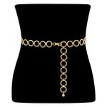 O-Ring Metal Waist Chain Women Girls Adjustable Body Link Belts Fashion Belly Jewelry for Jeans Dresses Gold