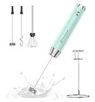 Maestri House Rechargeable Milk Frother with 3 Heads, LunaFro AS Handheld Electric Foam Maker Waterproof Detachable Stainless Steel Whisk Drink Mixer Foamer with Stand for Lattes, Cappuccino, Egg