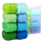 80g Needle Felting Wool, 8 Colors Wool Roving Yarn, Hand Spinning Nature Wool Roving Wool Yarn for DIY Craft Materials and Felting Wool Craftsmen, 10g/Color (Spring)