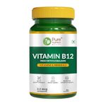 Pure Nutrition Vitamin B12 (2.2mcg) Tablets | Active form of Methylcobalamin B-12 Supplement for Men & Women | Helps Boost Immunity & Energy | Promotes Brain & Nerve Health - 60 Veg Tabs