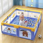 StarAndDaisy playpen for Babies, Smart Folding & Portable Baby Activity Play Pen with Safety Lock, Play Gate Fence for Kids, Toddlers -Indoor Activity (120 * 120cm-Blue)