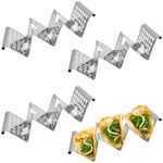 Chris.W 4 Pack Stainless Steel Taco Holders, Premium Taco Stands Taco Tray for 3 Tortillas, Taco Rack with Handles, Food Grade Taco Shells Plate Oven & Grill Safe, BPA Free Dishwasher Safe