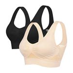 Litthing Women Wide Strap Bras Seamless Everyday Bra Soft Sleep Underwear Daily Netted Racerback Padded Breathable for Yoga Plus Size