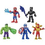 Playskool Heroes Marvel Super Hero Adventures 5-Inch Action Figure 5-Pack, Includes Captain America, Spider-Man, 5 Accessories, Ages 3 and Up, Black