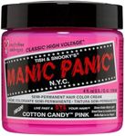 MANIC PANIC Cotton Candy Pink Hair Dye - Classic High Voltage - (3PK) Semi Permanent Hair Color - Glows in Blacklight - Bright, Cool-toned Pink Shade - Vegan, PPD & Ammonia-Free