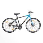 CAYA Air 700C Cycle with Front & Rear Disc Brake Ifor: Adults Above 14 Year I Frame Size: 18" | Ideal Height: 5 ft 2 inch - 6 ft I Hybrid Bike | 95% Assembled (Matte Black Blue)