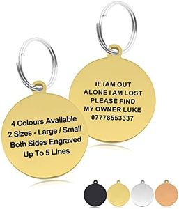 Personalised Engraved Dog Tag ID Name Tags for Cat Puppy Pet Collar Tag Hand Finished in UK (Gold(Round), S)