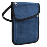 FATMUG Travel Neck Wallet - Polyester Pouch Bag For Men, Women, Boys & Girls-Unisex Sling Organizer-Navy Blue, 22 Centimeters