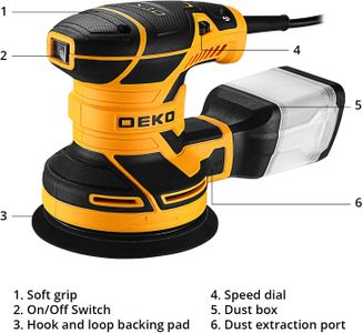 DEKOPRO 5-Inch Orbit Sander – Variable Speed Electric Hand Sander