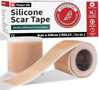 Medical-Grade Silicone Scar Tape Roll (4cm x 300cm) Keloid Bump Removal Scar Sheets - Reusable Silicone Tape Scar Removal Strips, Scar Tape for Surgical Scars, C Section Scar Silicone Strips (2 Pack)