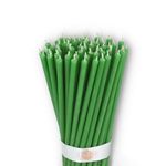 Danilovo Pure Beeswax Candles - No-Drip, Smoke-Less, Tall, Thin Taper Candles – Decorative Candles for Church Prayer, Decor or Birthday Candles – Honey Scented Candles – 16 x 0.5 cm (Green, 50pcs)