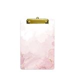 Hongri Small Plastic Clipboard, Fashion Design A5 Size Memo Clipboards for Students, Kid, Women, Office, Home, Low Profile Clip, Cute Custom Pattern, Mini Clipboard Size 6" x 9", Dream Pink