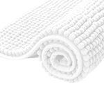 subrtex Chenille Bath Mats for Bathroom Extra Soft and Water Absorbent Non Slip Bath Rug Perfect Plush Carpet Mats for Tub, Shower (50×80cm, White)