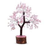SHRRIYA DIVINE Rose Quartz Tree for Love and Happiness, Crystal Beads, Silver Wire, Home Decor (Size 10-12 Inches)