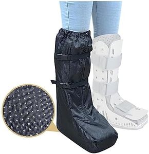 Walking Boot Cover Tall Medical Cast Fracture Boot Foot Cast Cover Orthopedic Brace Air Walker Boot Covers for Women Men Outdoor Rain Winter Snow Boot Protector Foot Support with Sole (Black)