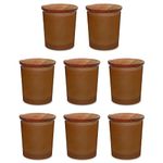 MYOC Empty Matte Finish Amber Frosted Jar with Classic Wooden Cork, Candle Holder Jar, Storage Container, Office & Home Decor, Festival Decoration, Gifting, Resusable, Durable-200ML(Pack of 8)