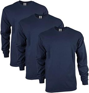 Gildan Unisex-Adult Ultra Cotton Long Sleeve T-Shirt, Style G2400, Multipack, Navy (3-Pack), X-Large