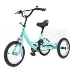 DENEST 14 Inch Children's Tricycle Single Speed 3-Wheel Cruiser Bike with Basket Kids Balance Bike for Ages 5-7 Years Old Boys and Girls, Gifts for Children, Light green