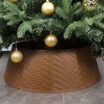 Blissun Christmas Tree Collar, 28.7" D Round Plastic Christmas Tree Ring, Christmas Tree Skirt for Artificial Christmas Trees Decoration (Brown)
