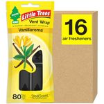 LITTLE TREES Car Air Freshener. Vent Wrap Provides Long-Lasting Scent, Slip on Vent Blade. Vanillaroma, 16 Air Fresheners