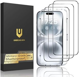UNBREAKcable Screen Protector for iPhone 16 Plus/15 Plus [3-Pack] Full Coverage Double Shatterproof Tempered Glass [Installation Frame] [9H Hardness] [99.99% HD Clear] [Bubble Free] for iPhone 6.7"