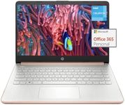 HP Stream 14-inch Laptop for Student and Business - 1-Year Office 365, Intel Quad-Core Processor, 16GB RAM, 128GB eMMC, Webcam, 11H Long Battery Life, Wi-Fi, Win11 S Mode with 256G SD Card, Rosegold