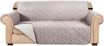 AMEHA Sofa Cover 3 Seater Water Repellent Sofa Slipcovers – Non Slip Reversible Sofa Protectors from Pets & Kids with Adjustable Elastic Straps Embossed Quilted Washable Couch Covers, Beige Cream