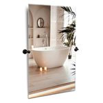 Hamilton Hills 50.8x76.6cm Frameless Pivot Mirror for Bathrooms - Decorative Wall-Mounted Rectangular Mirror with Oil Rubbed Bronze Rounded Wall Brackets - Ideal for Vanity, Bedroom, Washroom - Black