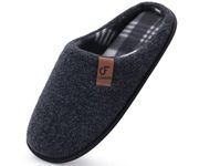 COFACE Unisex Mens Womens Cozy Memory Foam Scuff Slippers Casual Slip On Warm House Shoes Indoor/Outdoor Felt Sandal Slippers With Arch Support Rubber Sole, size 11 Black