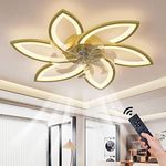 OLUZO Modern Ceiling Light with Fan, Low Profile Ceiling Fans with Lights and Remote/APP,Flush Mount Ceiling Fan,6 Wind Speed,3 Color Light,Ceiling Fan Light for Bedroom/Living/Office