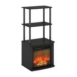 Furinno Turn-N-Tube 2-Tier Tall TV Entertainment Side Table Display Rack with Fireplace Insert, Americano/Black