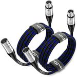 Augioth XLR to XLR Pro Mic Cable 30 Ft 2-Pack Male to Female XLR Cable 3-pin Blue Balanced Shielded Microphone Cable for Amplifier Mixer,Speaker Systems,Recording Studio