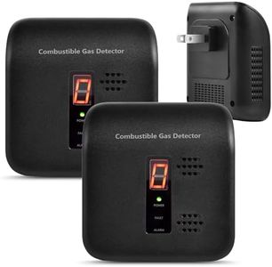 Gas Leak Detector, 2 Pack Natural Gas Alarm for Home & RV, Plug-in Propane Detector Monitor with Audible & Visual Alarm, AC 110V-240V, Black Color