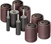 LINE10 Tools 28pk Sanding Drum and Sleeves Set, Spindle Sander Attachment for Drill and Drill-Press, Die-Grinder, 2-inch Extra Long Surface, 1/4-inch Shank 60, 80, 120 and 240 Grit