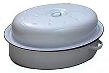 Large Size Falcon Enamel 30cm Oven Roaster Casserole Oval Roasting Tray White Tin Pan + Lid