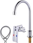 Foot Pedal Faucet, [Hands-Free] Dual Foot Pedal Control Sink Faucet, Copper Non-Contact Faucet Shelf & Deck Mounted for Kitchen Bathroom, Hospital & Laboratories (Dual Temperature Knee Valve)