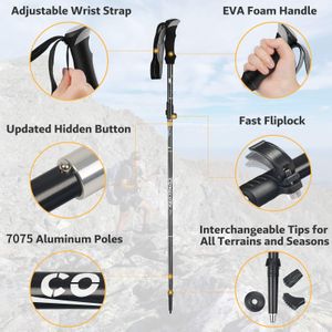 COVACURE Lightweight Collapsible Walking Poles, 2-Pack – 7075 Aluminum, Foam Grip, 100-120cm