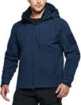 CQR Men's Winter Tactical Military Jackets, Lightweight Water Resistant Fleece Lined Softshell Hunting Jacket with Hoodie, Operator Multipocket Navy, XL